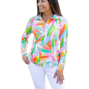 Mary Square Hampton Half Zip UPF 50+ Pullover S Get Tropical NEW With Tags